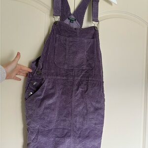Women Purple 100% Cotton Corduroy Spring Cottage Core Coveralls w Skirt